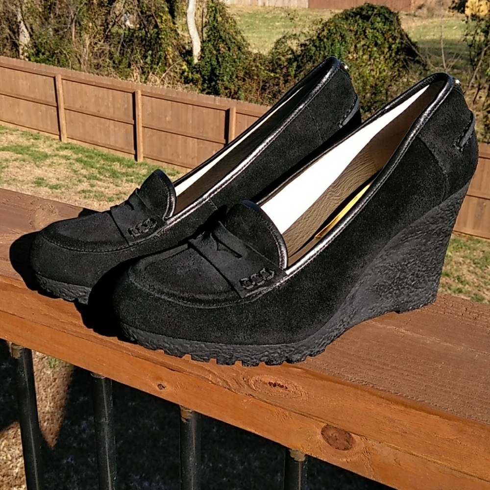 Michael Kors Black Suede Wedges - NWOT